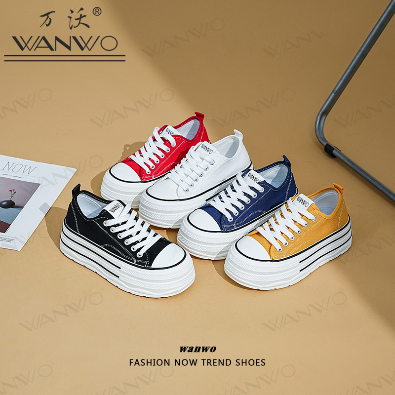 厚底增高帆布鞋女2025秋季新款厚底小白鞋百搭布鞋网红爆款休闲鞋