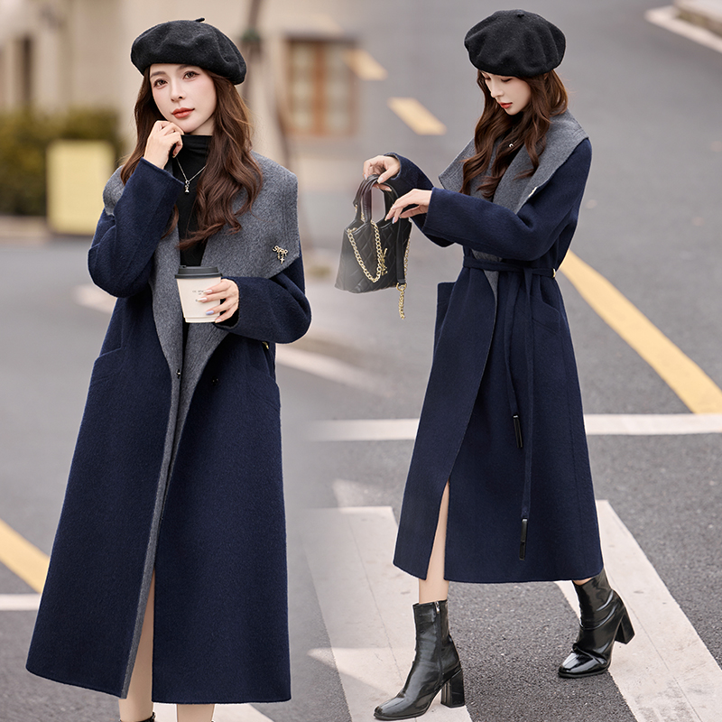 双面羊毛大衣女中长款气质大翻领2025冬季新款年轻高端羊毛呢外套