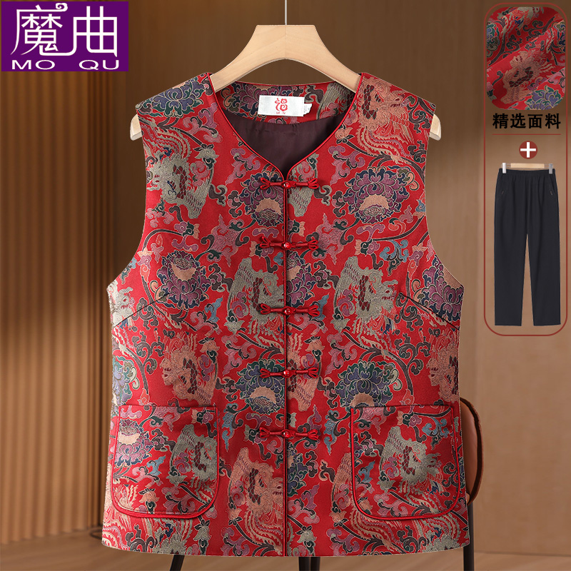 中老年人春秋马甲女奶奶坎肩妈妈春装马夹太太国风外穿背心上衣服