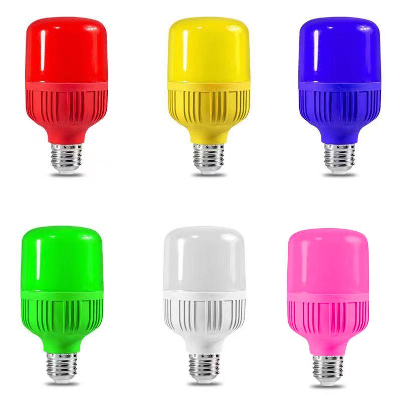 LED彩色灯泡e27螺口红色绿色蓝色黄色家用过节灯笼喜庆装饰节能灯