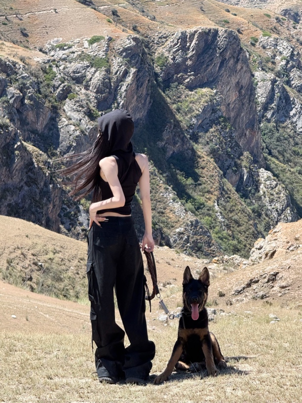 黑色宽松阔腿直筒pu皮裤女2025秋季新款口袋重工PU皮工装休闲裤