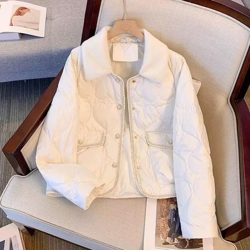 冬季小香风轻薄棉衣2025新款翻领保暖棉服时尚小个子短款棉袄外套