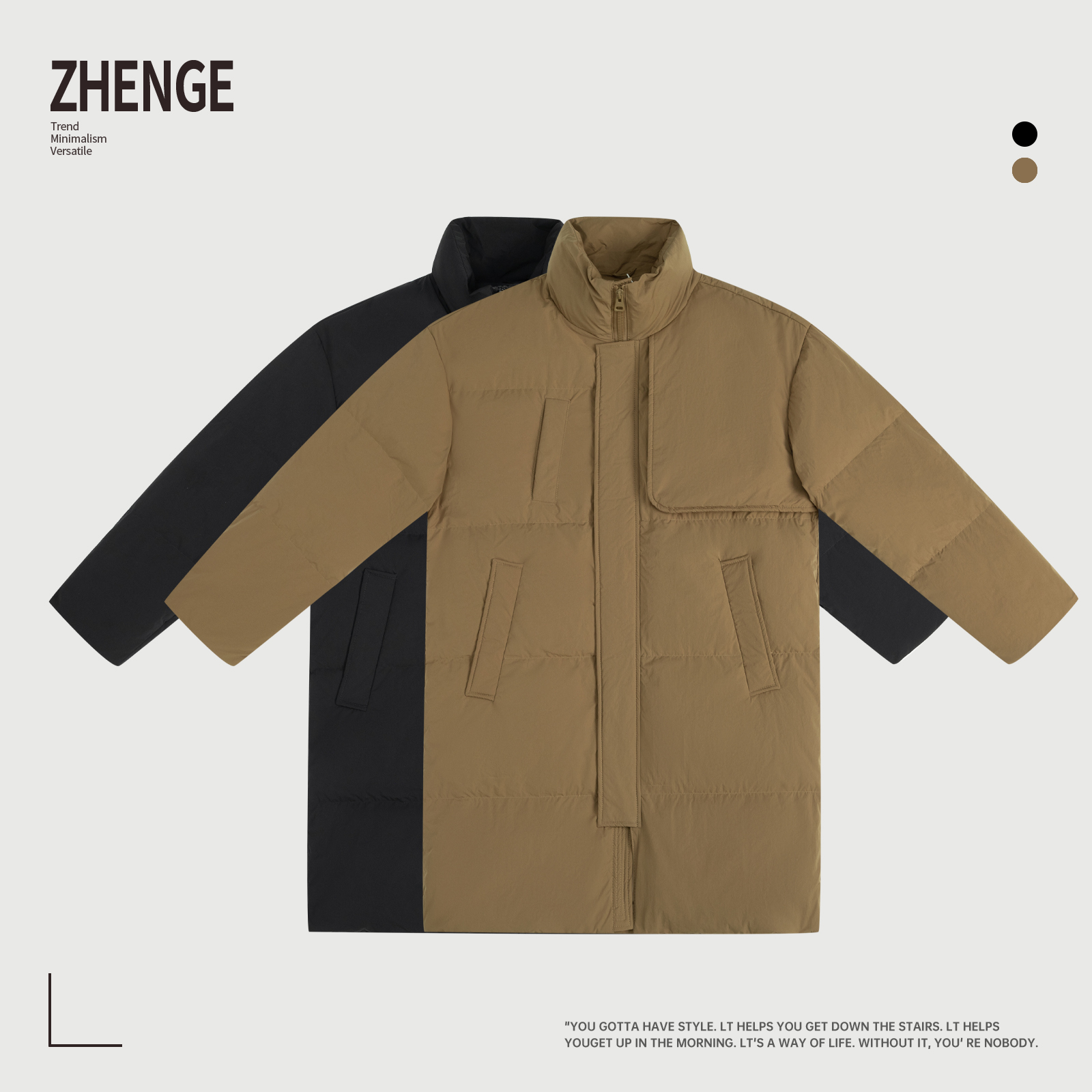 甄哥定制  2025男士冬季休闲舒适百搭拉链款一手长羽绒服