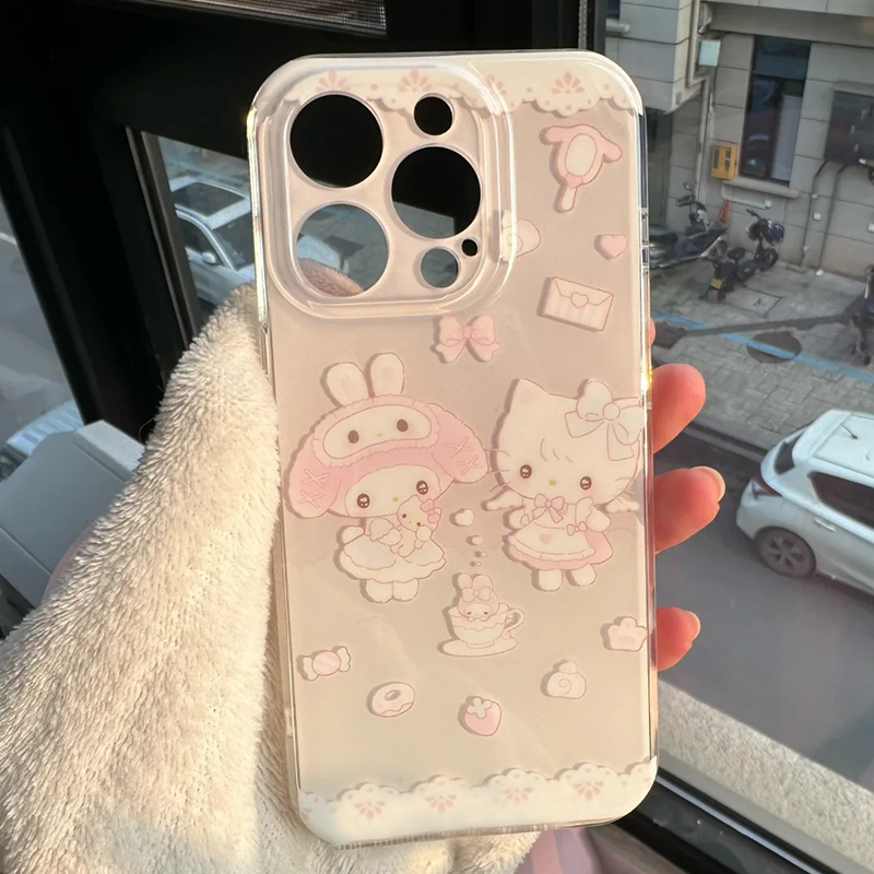 雅天立花边美乐蒂KT适用苹果iPhone16手机壳1415华为vivo小米oppo