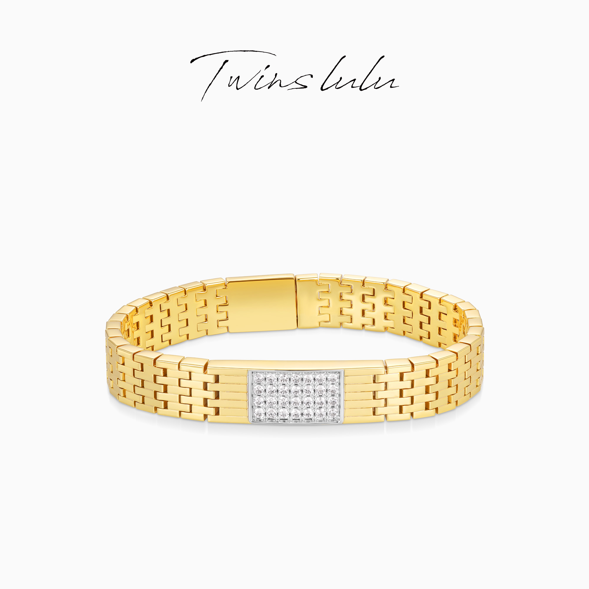 TWINS LULU 【链时迹】圣诞节小众轻奢高级简约方块手镯链TSS7924