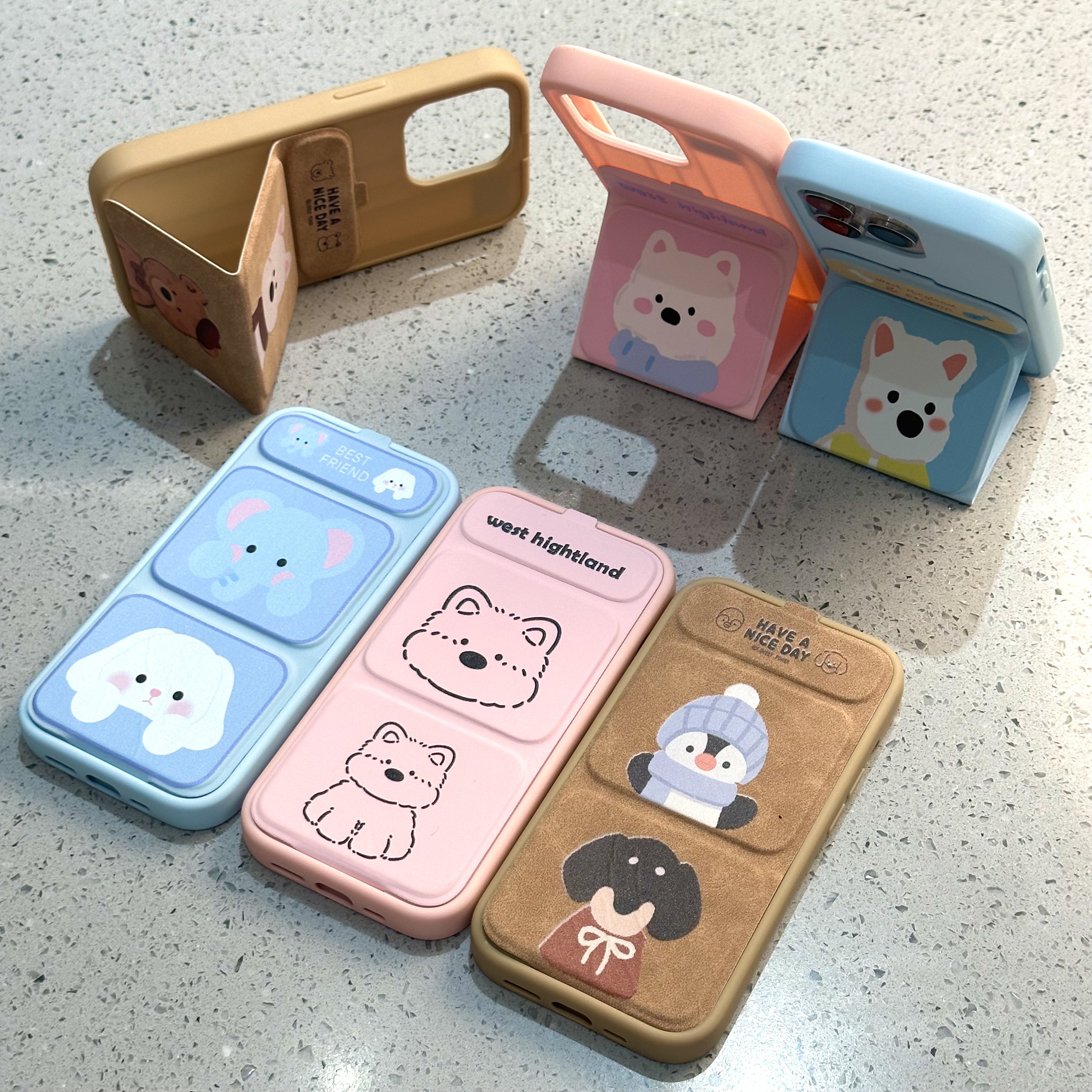 企鹅小狗翻盖折叠磁吸支架适用苹果17/16手机壳小米17华为P70男女