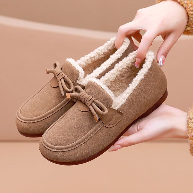 老北京布鞋女棉鞋牛筋底妈妈鞋冬季加绒加厚保暖豆豆鞋休闲毛毛鞋