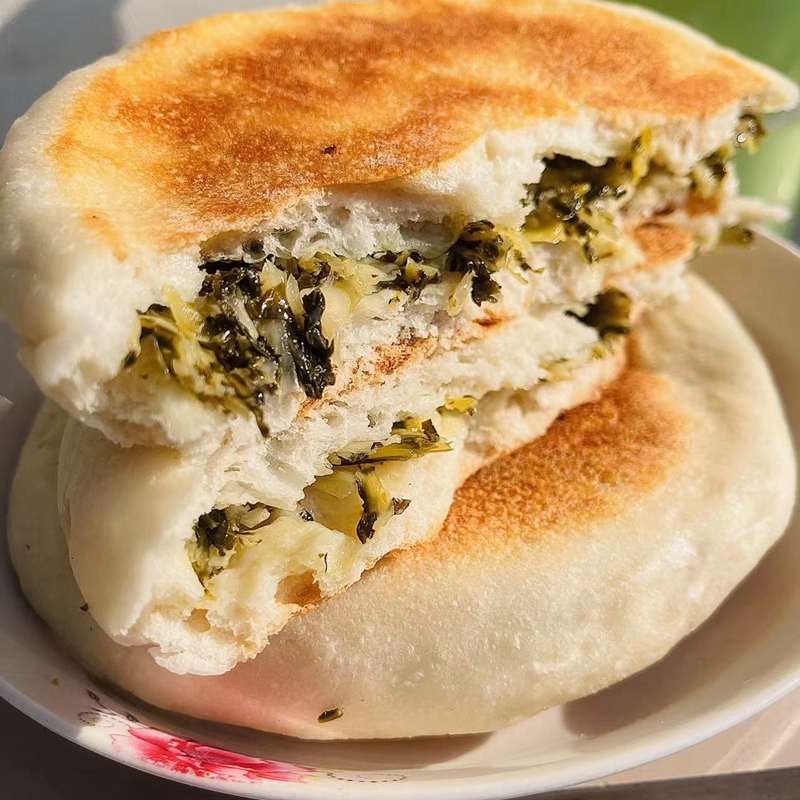 苏北泗阳传统酸菜饼家乡口味 口留余香 馅料十足