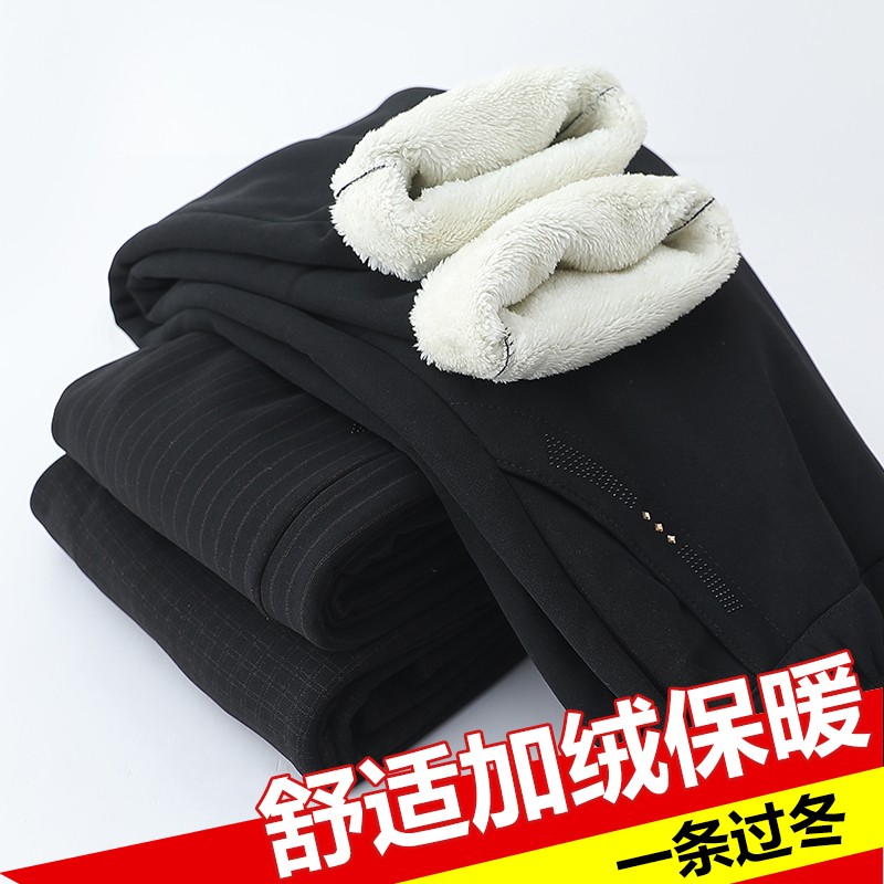 中老年女装妈妈款加绒直筒棉裤大码秋冬加厚休闲宽松气质过冬裤子