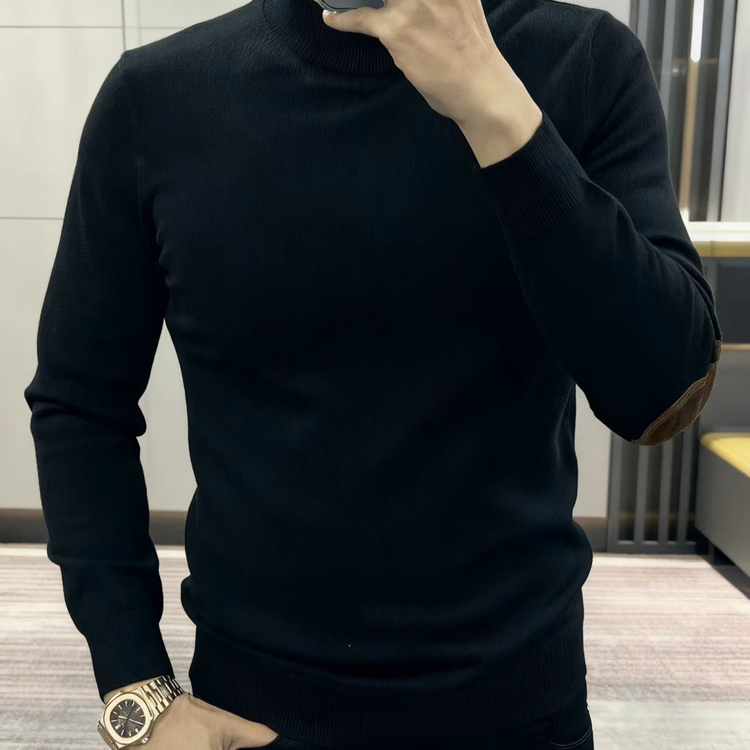 2025欧货轻奢高品质秋冬款长袖针织毛衣印花男士休闲圆领打底衫