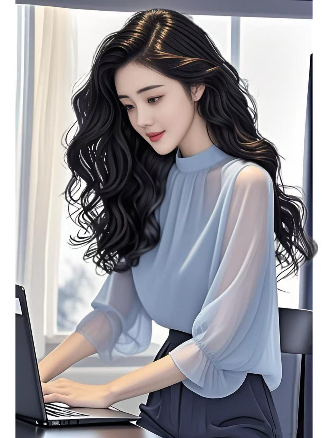 SS952蓝色衬衫中袖女2025夏季设计感小众优雅衬衣半裙两件套