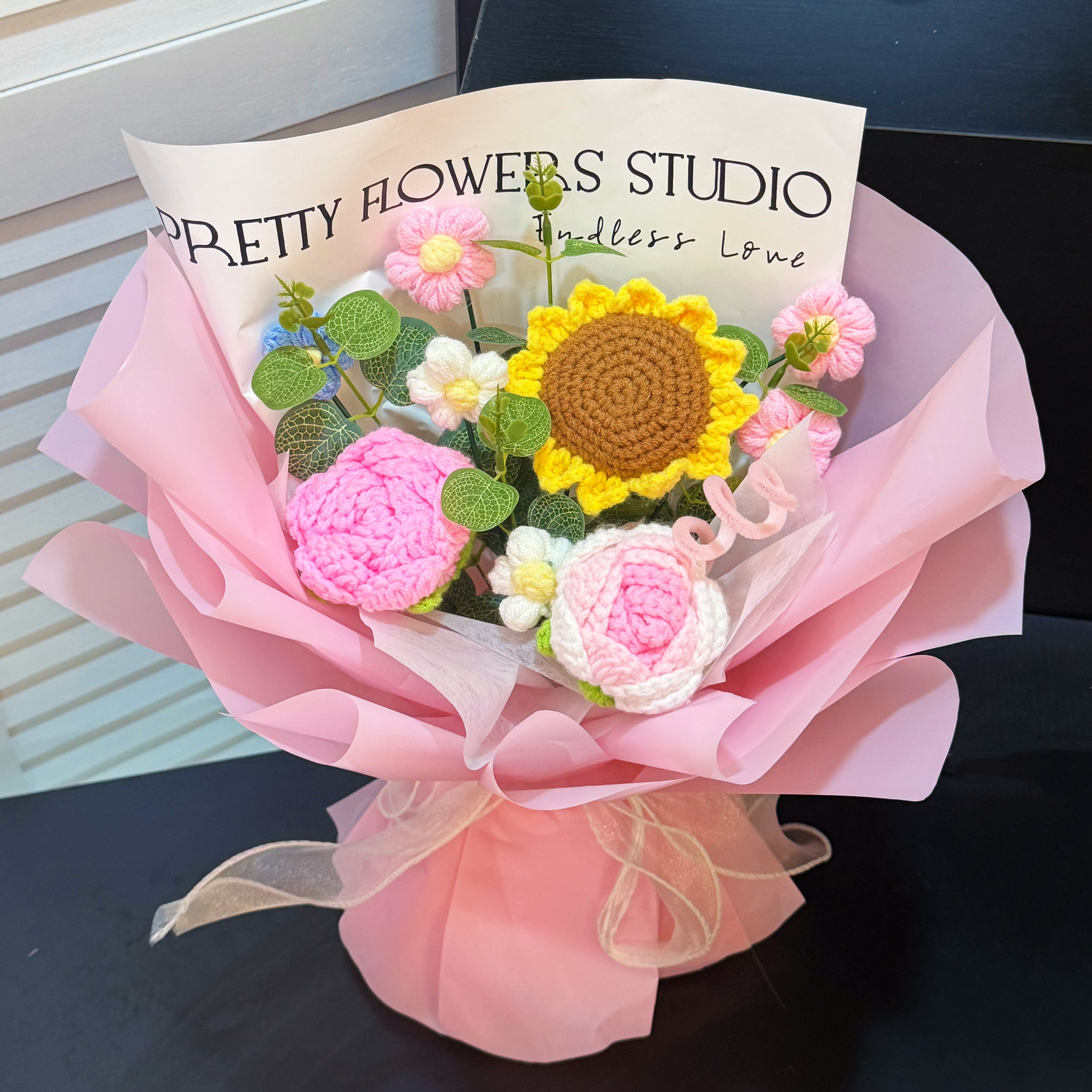 【感恩遇见】手工毛线向日葵小花束送同学老师闺蜜生日礼物