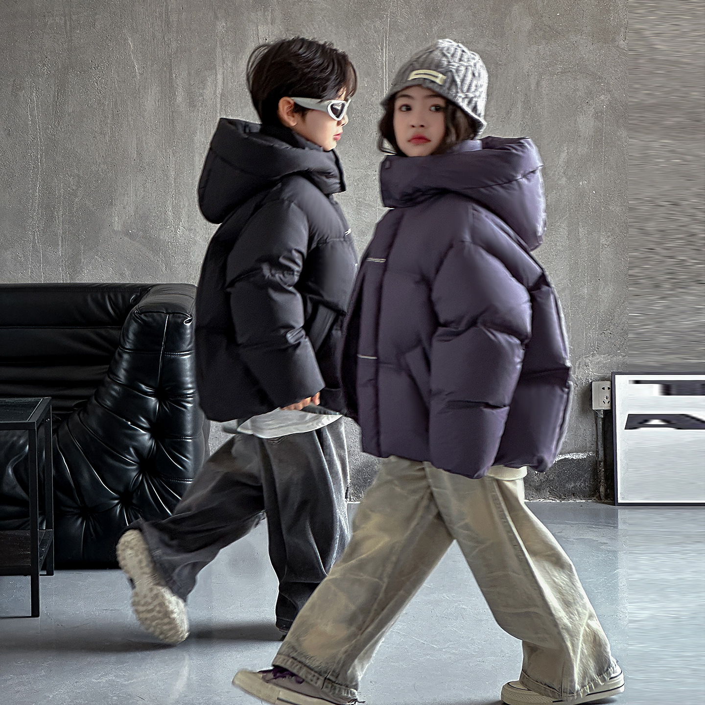 巴拉中小童2025新款儿童羽绒服男童短款加厚女童韩版冬季保暖面包