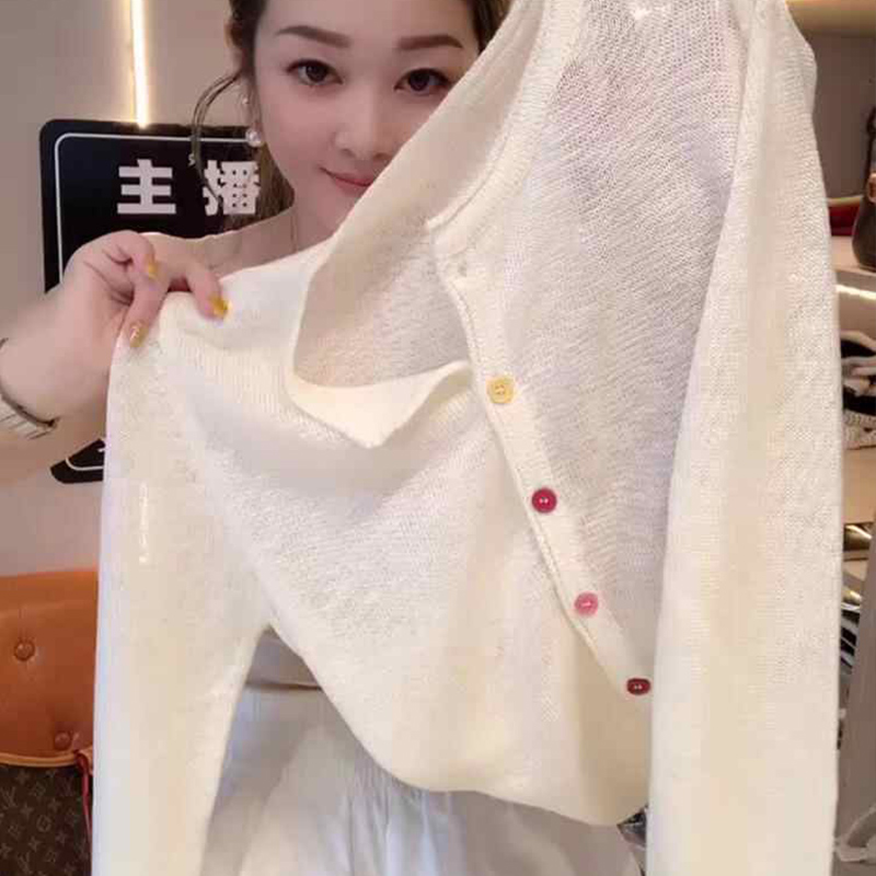 针织开衫2025夏季新款爆款韩版时尚别致超好看纯色圆领防晒上衣女