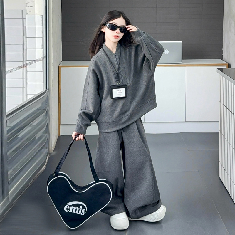 女童秋装套装2025新款儿童秋装休闲运动服大童女孩卫衣卫裤两件套