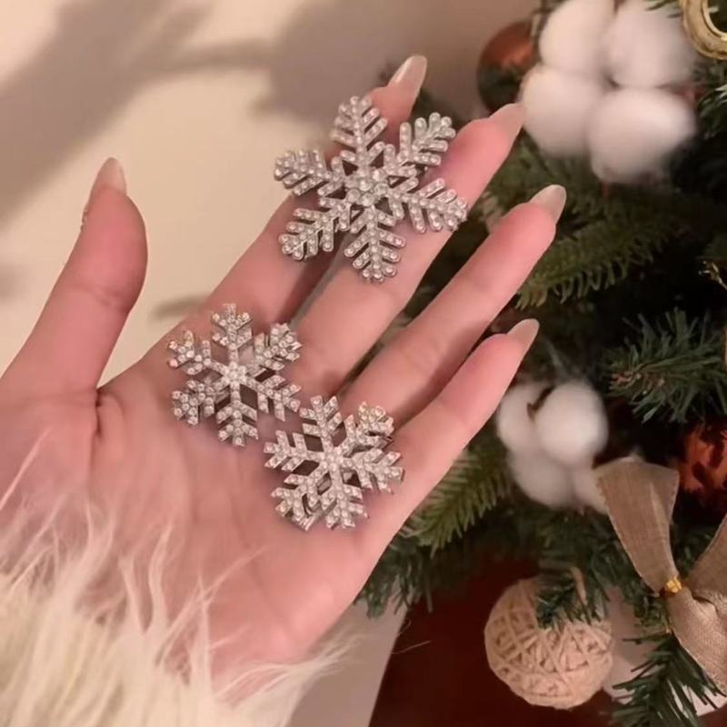 ·圣诞氛围~浪漫冬日闪闪雪花发夹圣诞新年款ins高颜值侧边夹头饰