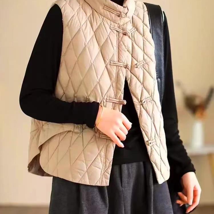 玛罗兰 品牌羽绒超显瘦坎肩  羽绒素色棱格A版马甲
