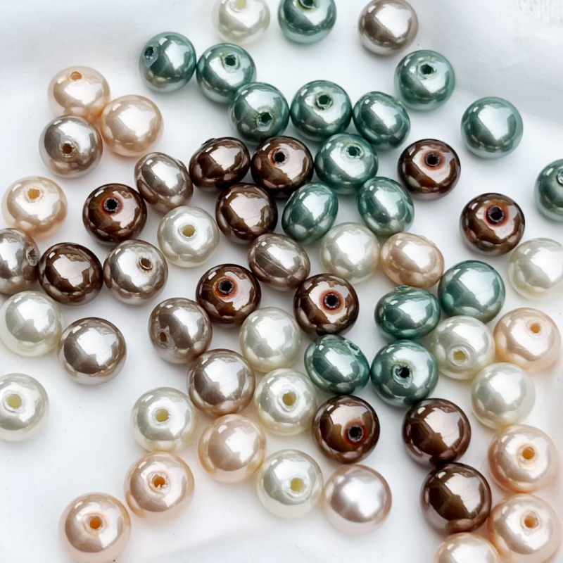 仿贝平底面包珠塑料灰色仿珍珠手工diy饰品配件鞋服辅料发饰耳环