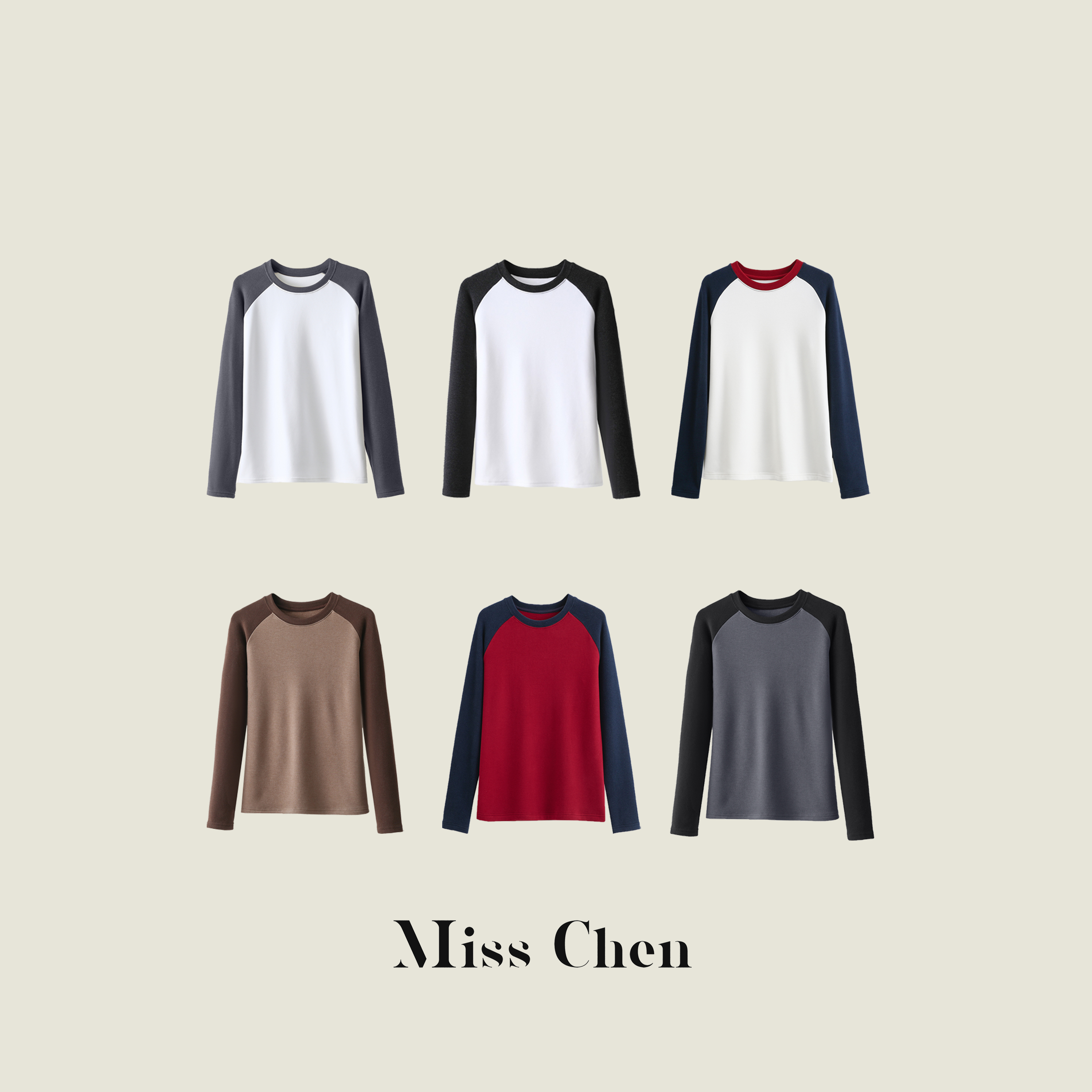 Miss Chen【限量棉花糖】480g加厚加绒德绒插肩袖打底 DZ034