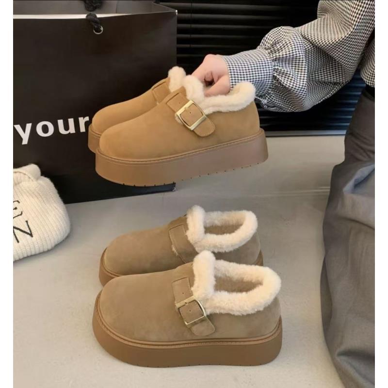 厚底雪地靴女款冬季加绒美拉德乐福棉鞋2025新款一脚蹬复古勃肯X