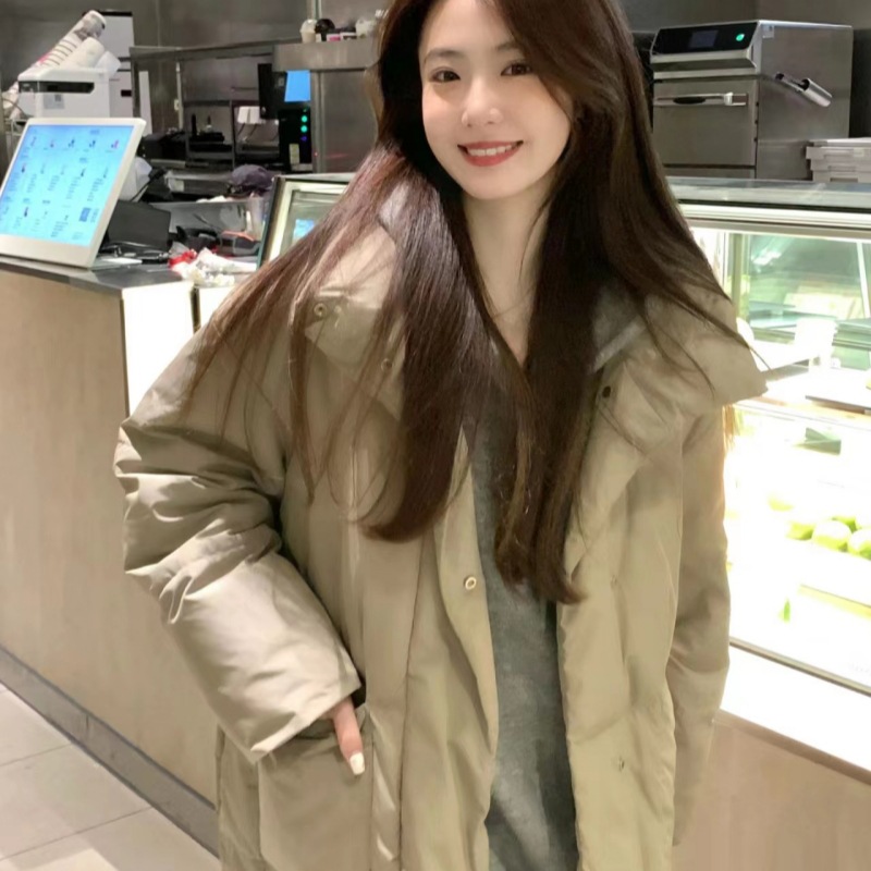 时尚新款棉服女冬中长款韩版宽松加厚棉衣棉袄设计感复古棉衣外
