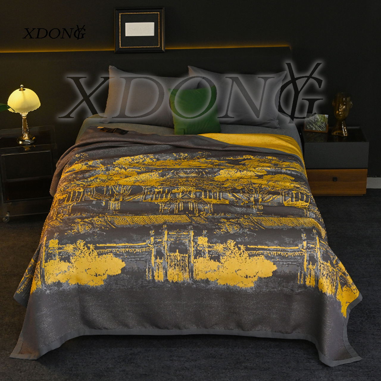 XDONGY（冬云家纺）230*250国风臻品 织金宋锦 汉宫秋月 床盖毯