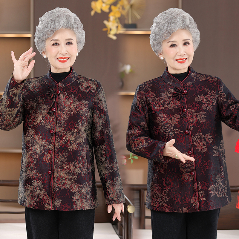老年人秋装外套妈妈春秋上衣奶奶女装60-80岁老太太唐装2025新款