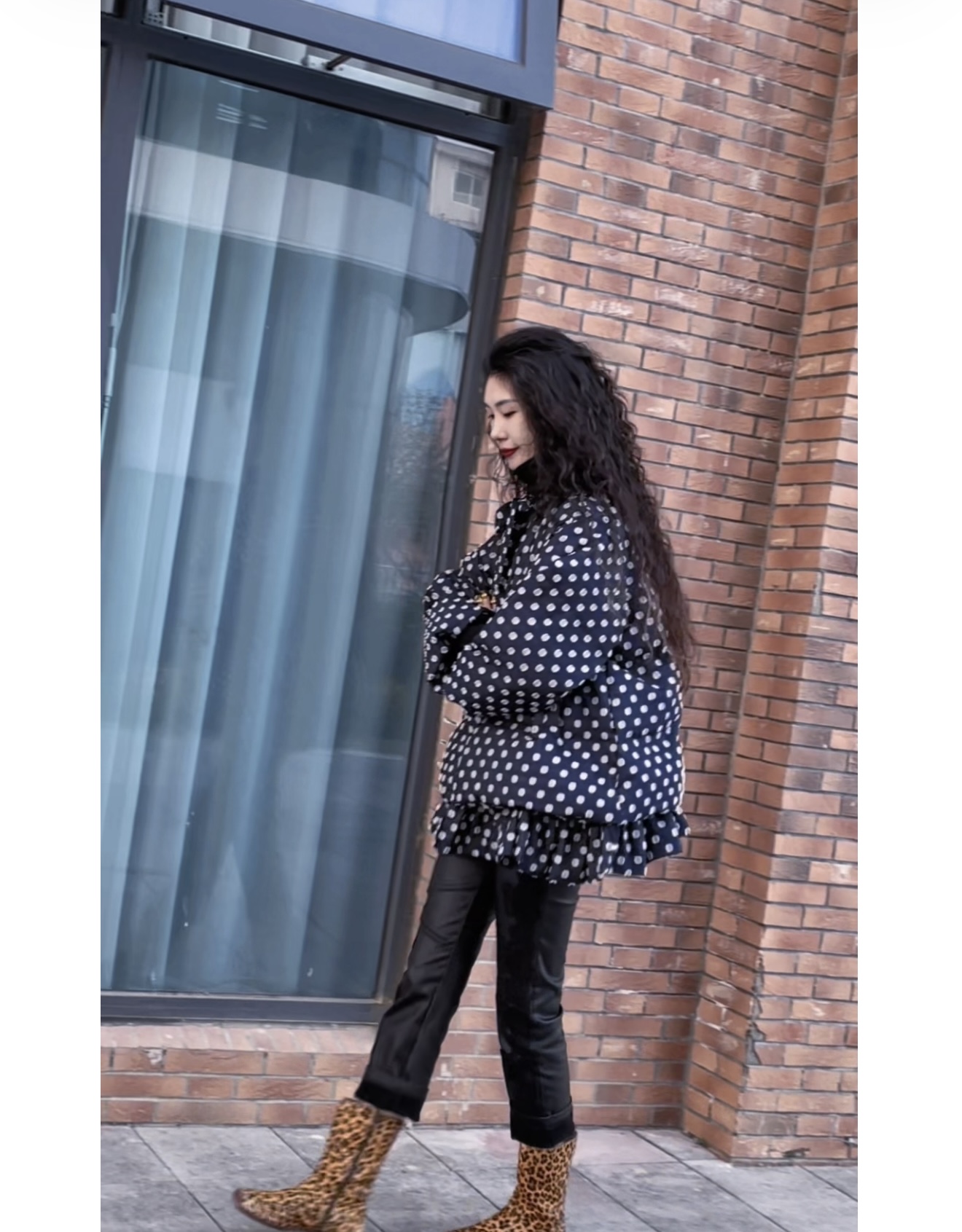 museguhui/木色古汇726013#波点拉链时尚休闲百搭厚款冬季棉服