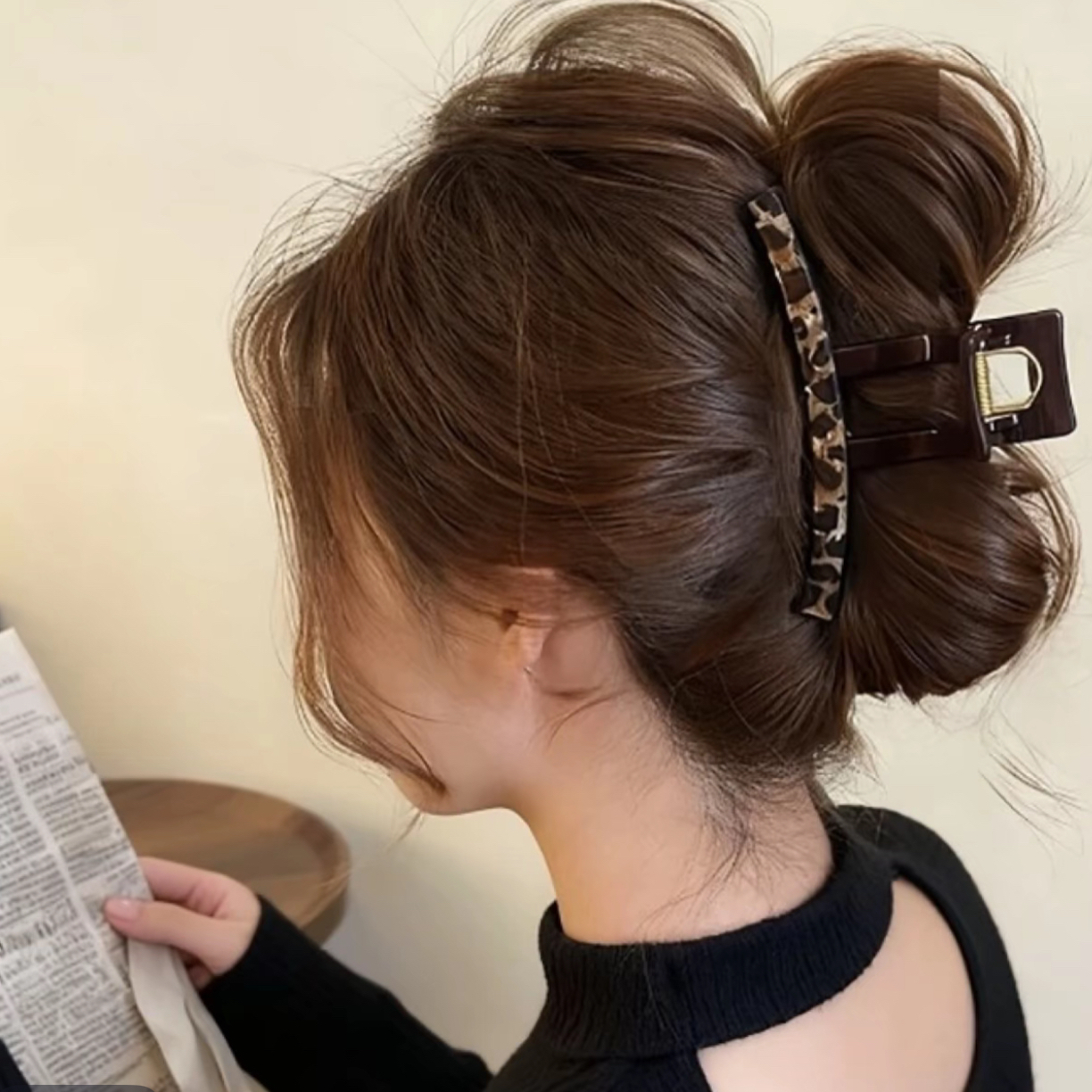 复古豹纹抓夹女高级感大号鲨鱼夹2025新款时髦百搭新娘抓夹