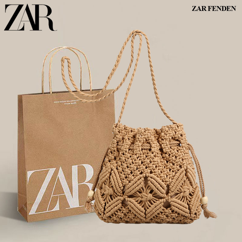 ZAR FENDEN包包女2025新款超火夏季通勤编织小包感百搭草编斜挎包