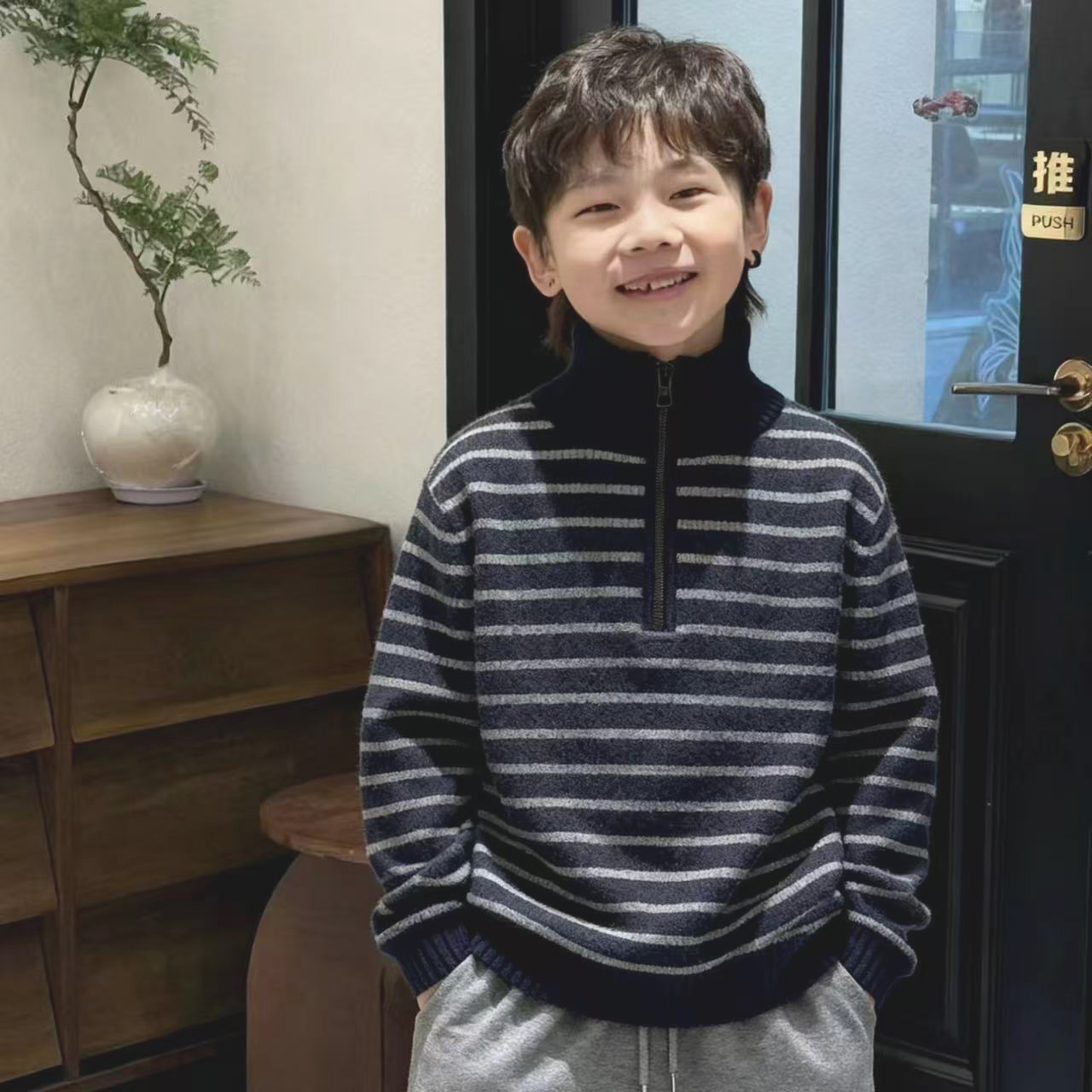 【彬嫂同款】韩国绒不起球毛衣男童2025秋冬新加厚保暖中大童针织衫