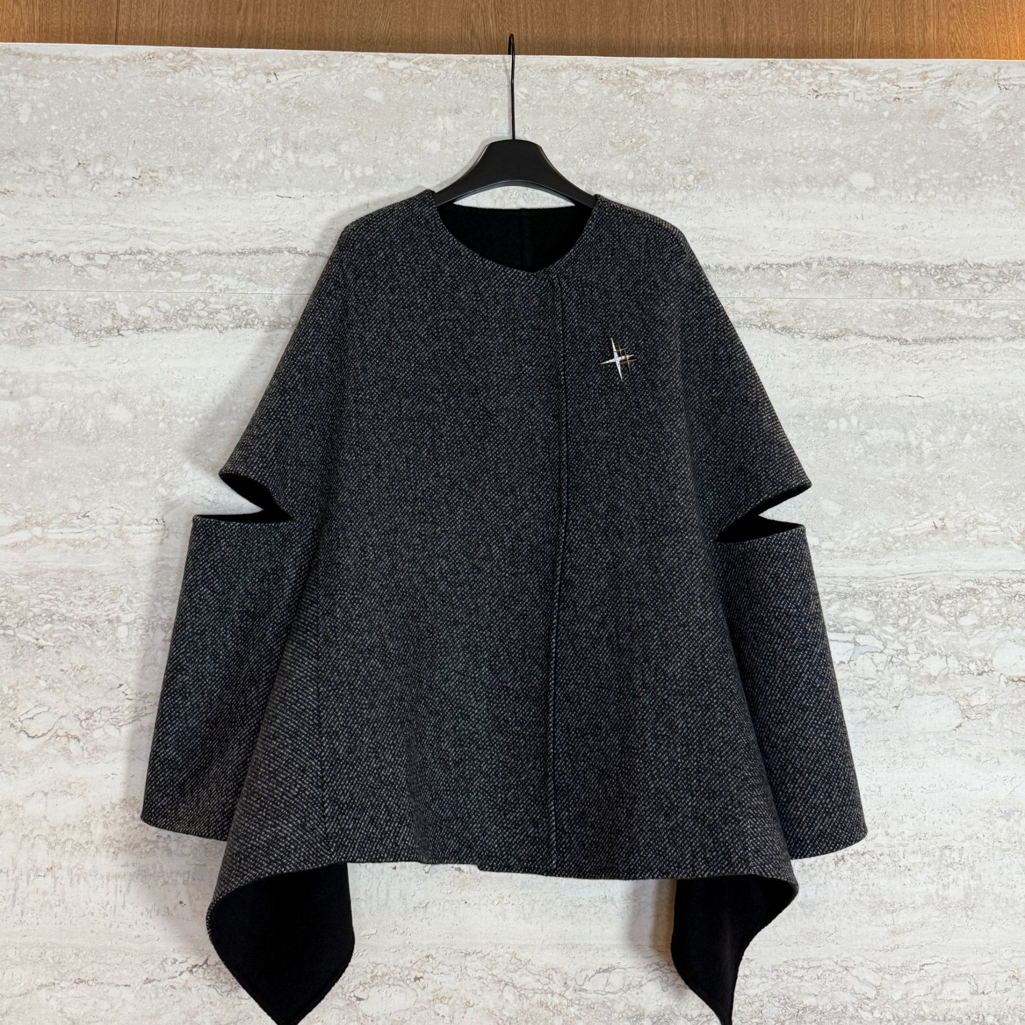 TANTAN 时尚气质设计感秋季不规则毛呢外套3418