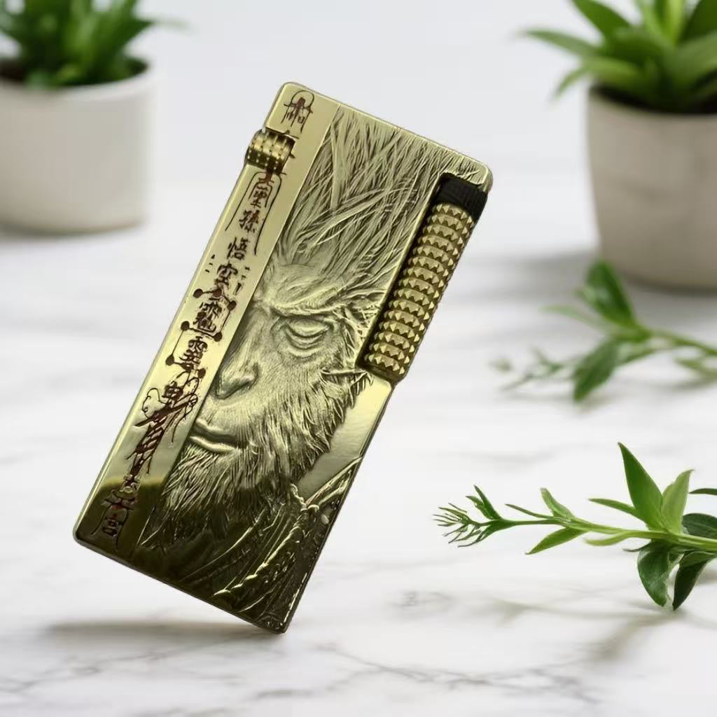 黑悟空浮雕填漆黄铜打火机防风复古男士创意个性老式怀旧