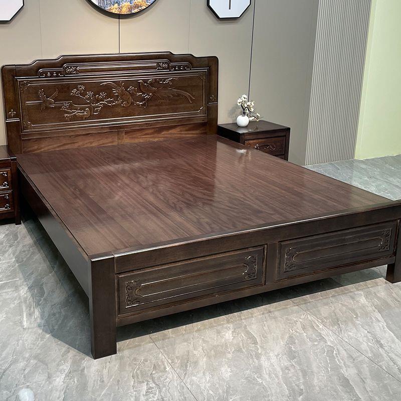 全榫卯紫檀木实木床1.2米双人中式明清古典雕花1.5米仿古主卧婚床