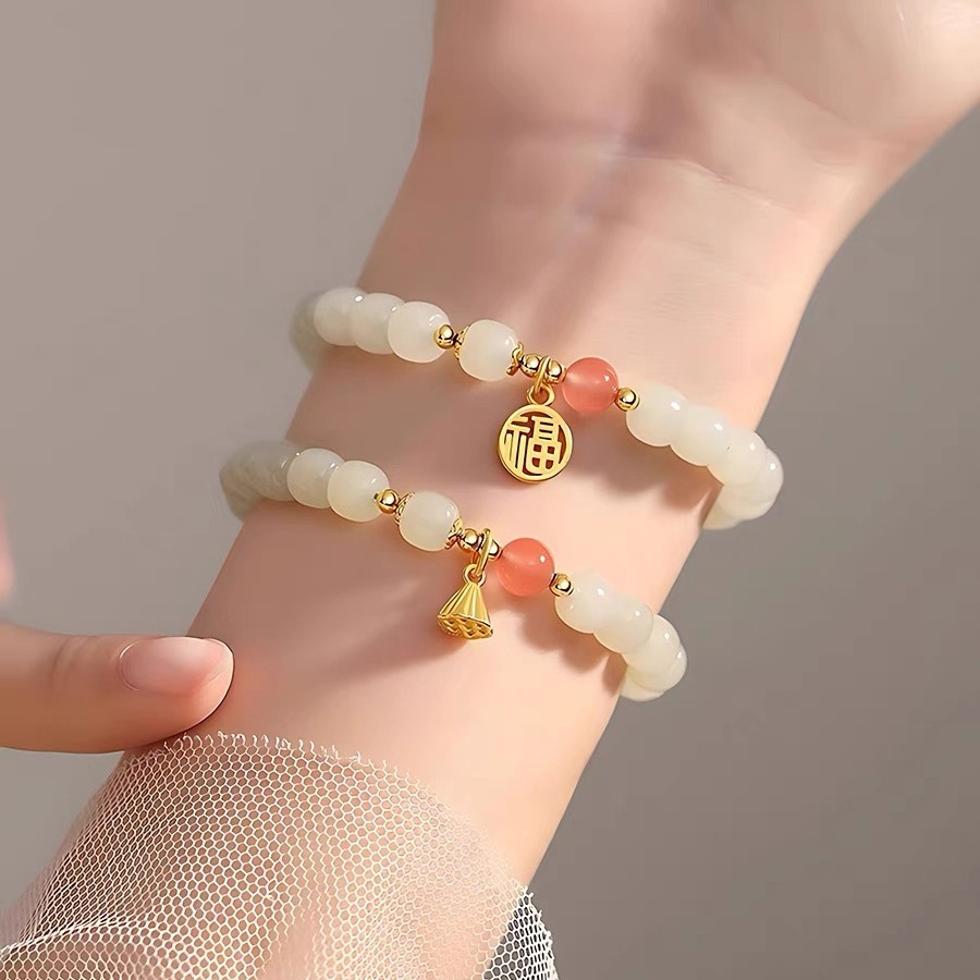 中国民族风手链女莲蓬福字甜美手串ins小众设计闺蜜礼物手饰品