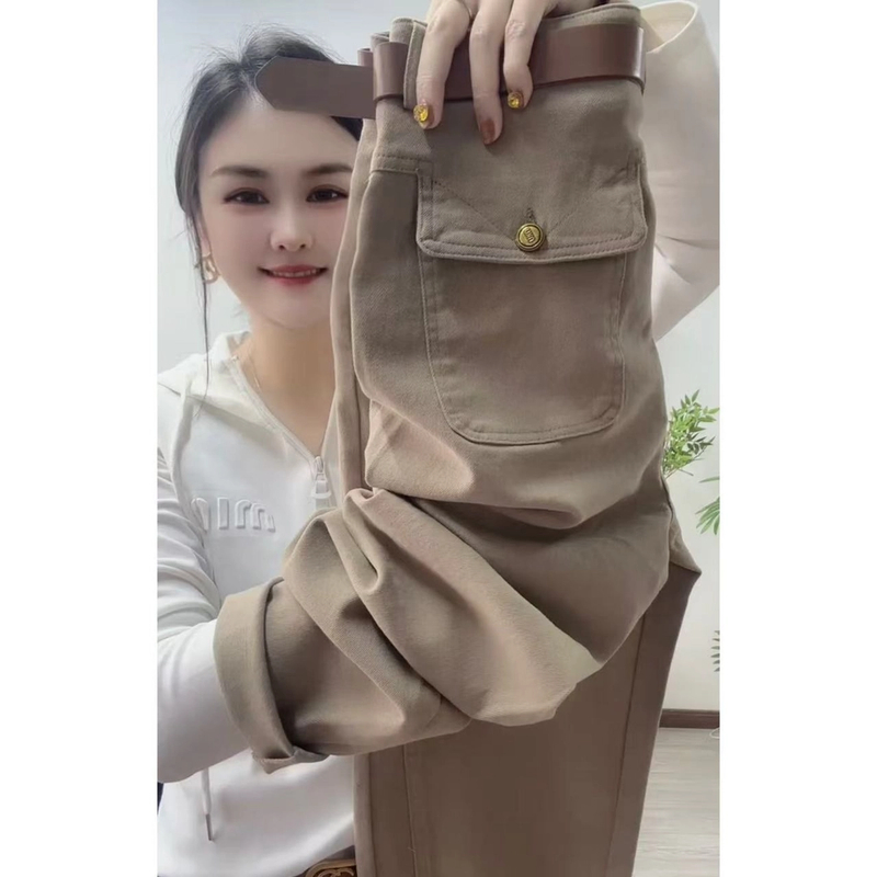 水洗棉牛仔裤春季新款休闲百搭显瘦小脚直筒裤高腰弹力宽松女裤