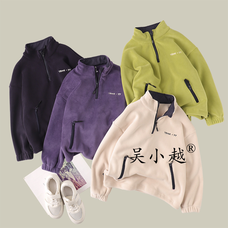 吴小越w1586男童秋冬双面奥利绒校服神器韩版中大童儿童打底衫