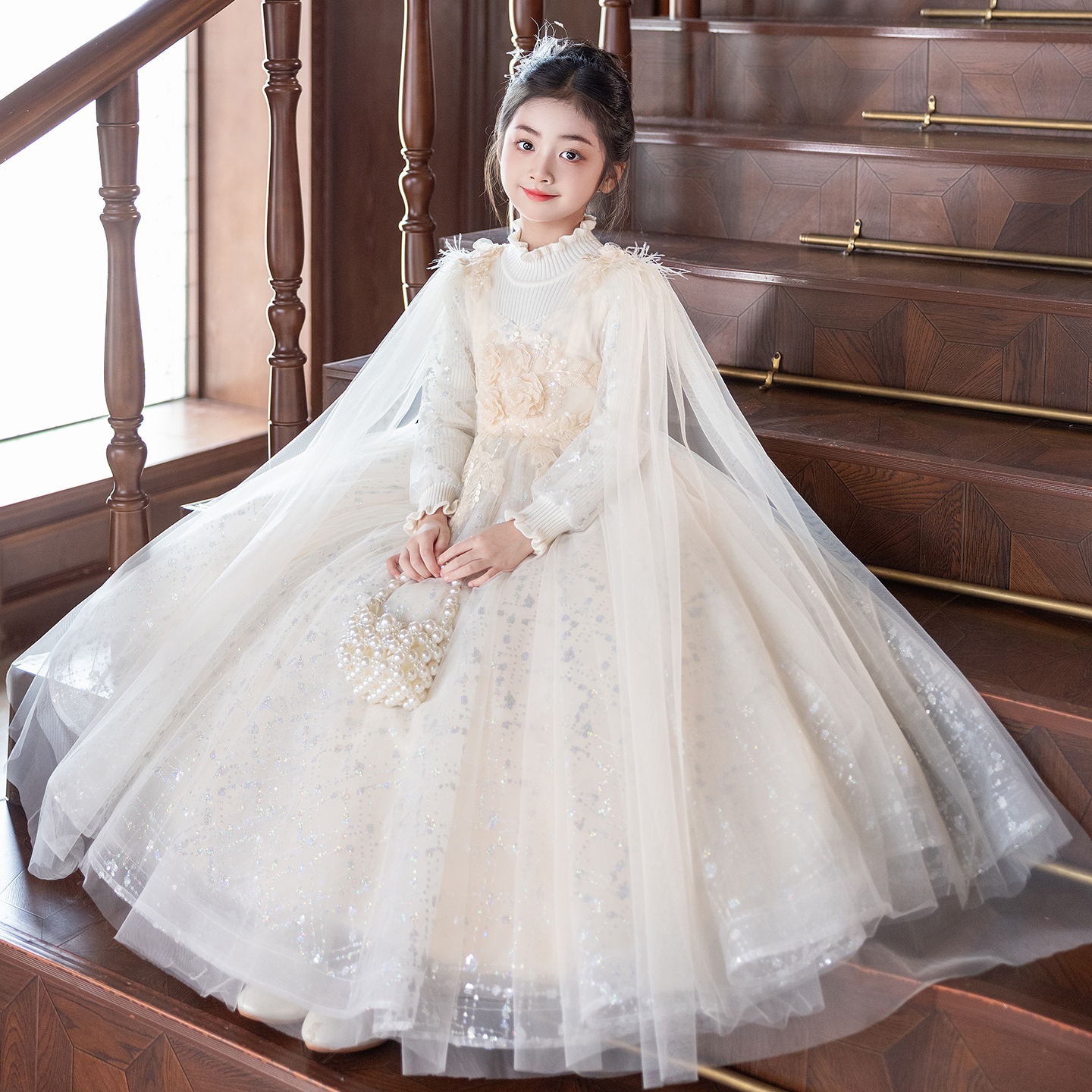 女童轻奢小众绝美钢琴演奏花童演出礼服主持人生日公主裙儿童高端