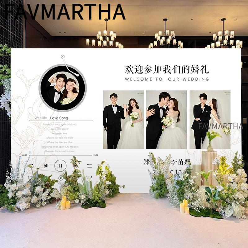 婚礼婚纱照迎宾板留影区布置装饰订婚宴全套场景拍照背景墙