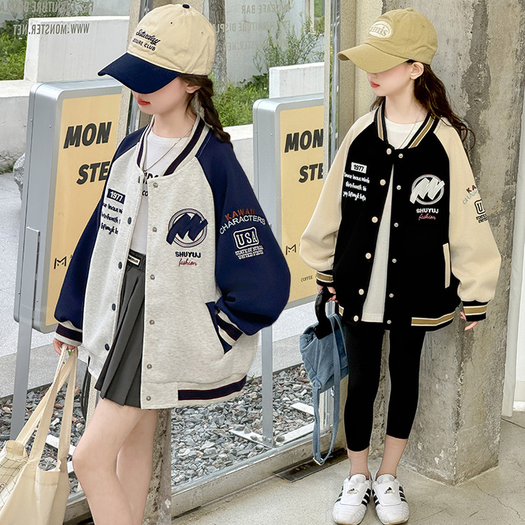 女童春秋款棒球服外套2025新款6-12岁15儿童中大童学生装休闲上衣