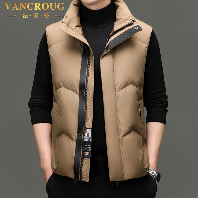 VANCROUG/法劳格羽绒马甲男士立领时尚休闲百搭潮流无袖坎肩外套