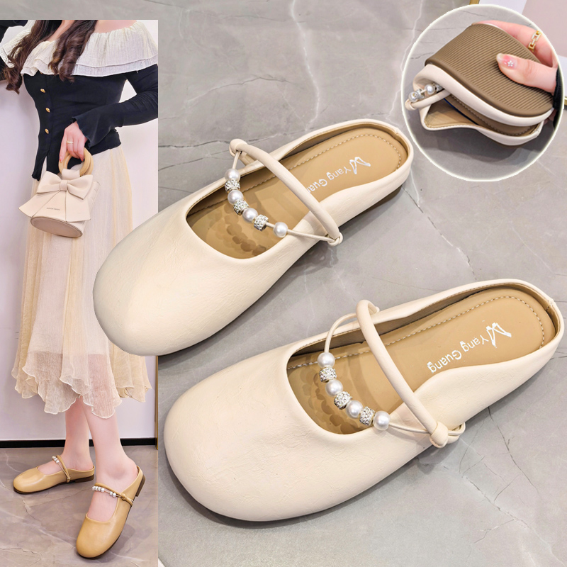 法式舒适包头拖鞋半拖鞋女2025秋季新款女鞋时尚百搭休闲懒人拖