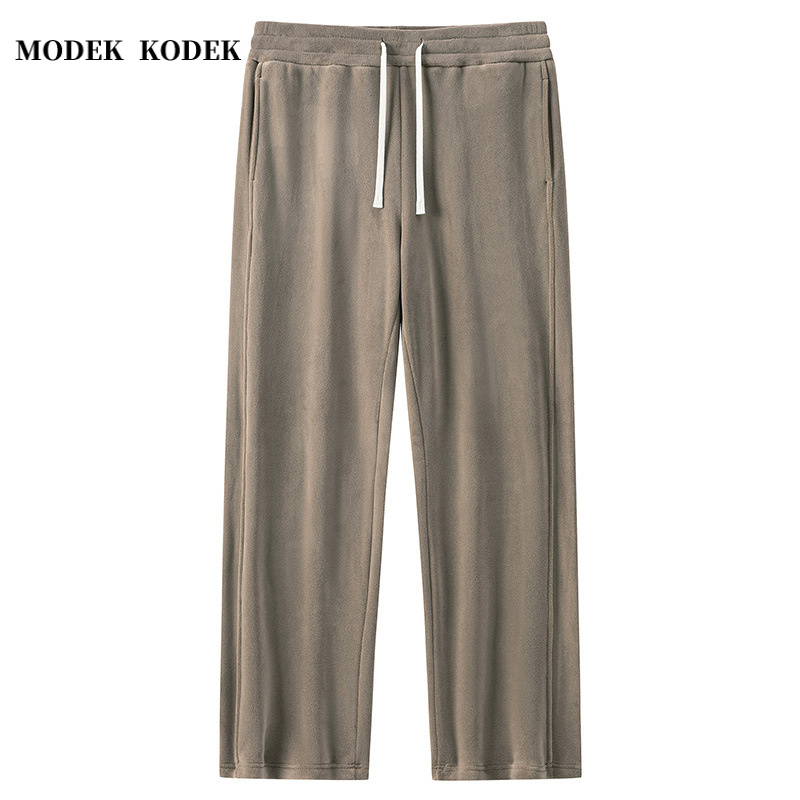 MODEK KODEK高品质潮牌双面奥粒绒卫裤男秋冬新款宽松直筒运动裤