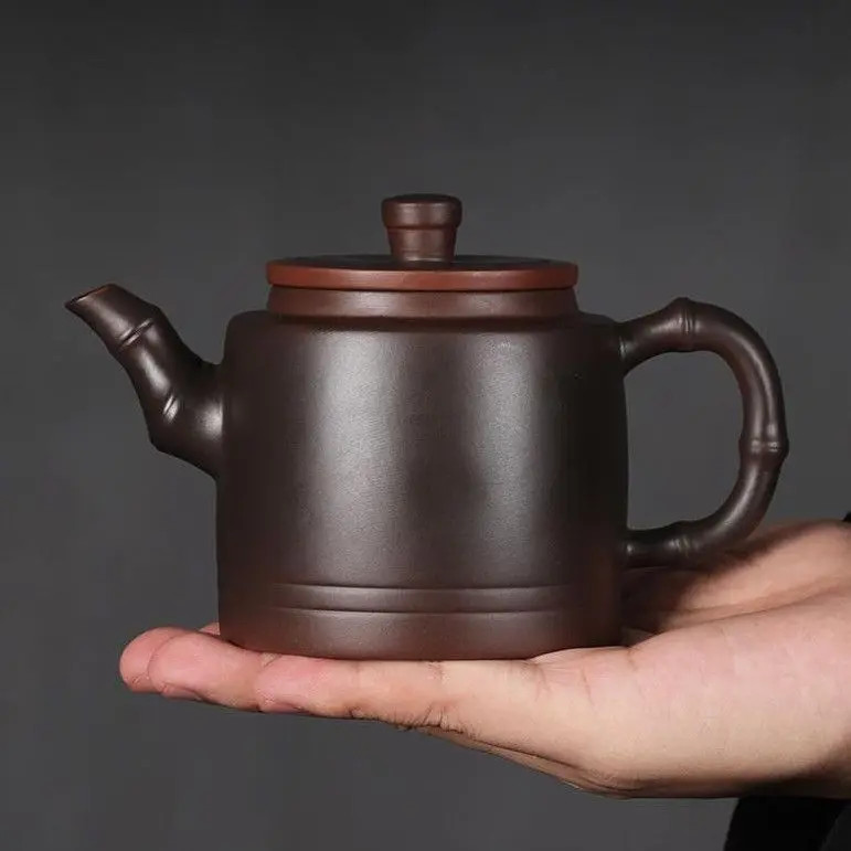 匠人手工紫陶茶壶  家用单壶紫泥紫砂壶茶具壶竹节壶