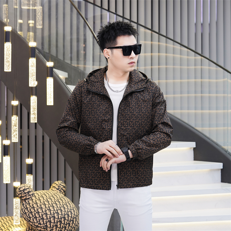 CATIA SELI时尚印花连帽休闲夹克男士2025春秋季新款潮牌青年外套