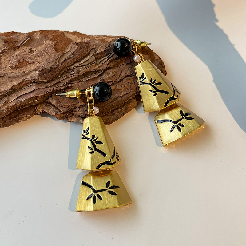 铜合金耳饰 新中式折枝风铃耳环宫廷风高级感气质耳钉