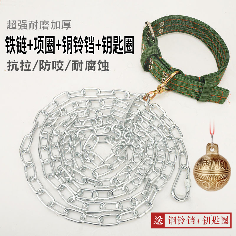 狗链子狗项圈大中小型犬宠物拴狗用品狗绳脖套牵引绳铁链子带铜铃