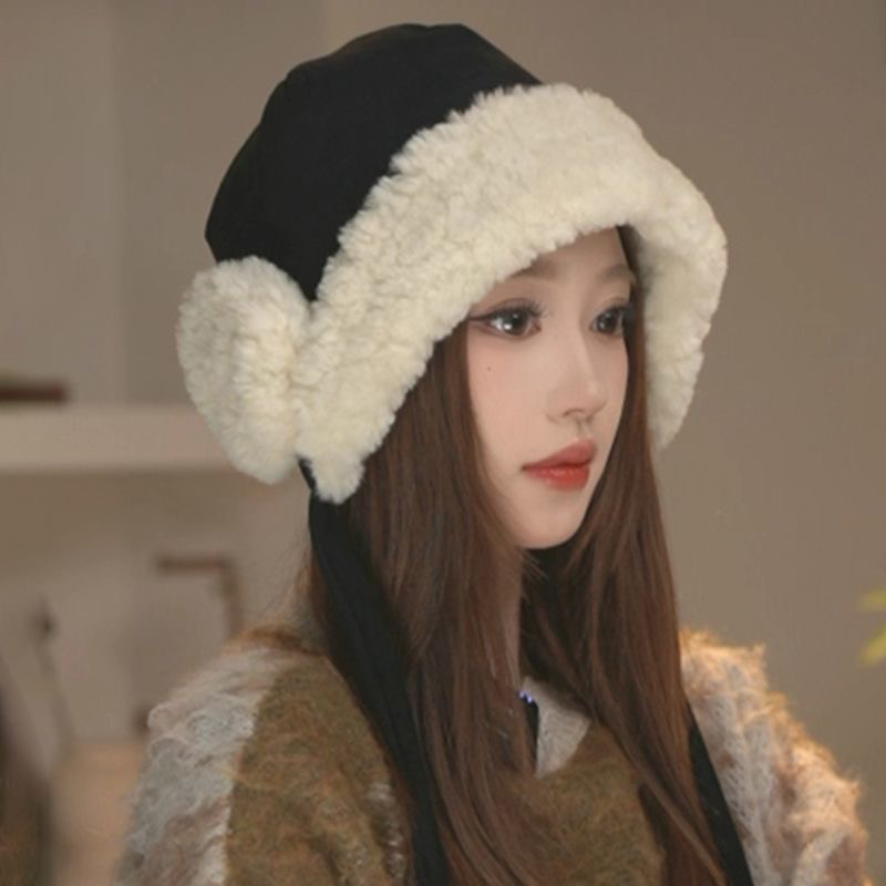 护耳雷锋帽子女冬季麂皮绒加绒加厚保暖护耳户外骑行滑雪帽子