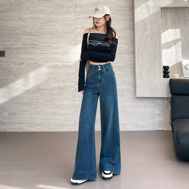 秋冬季加绒时尚阔腿休闲高腰百搭显瘦裤子爆款2025网红牛仔裤女款