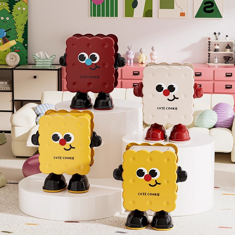 创意夹心饼干垃圾桶家用大容量按压加厚收纳桶可爱客厅摆件可按压